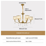 Ganeed Gold Chandelier,6 Lights Wagon Wheel Chandeliers with Clear Crystal Shades,Modern Mid Century Hanging Pendant Light Fixture for Dining Room Living Room Bedroom(E14 Base)