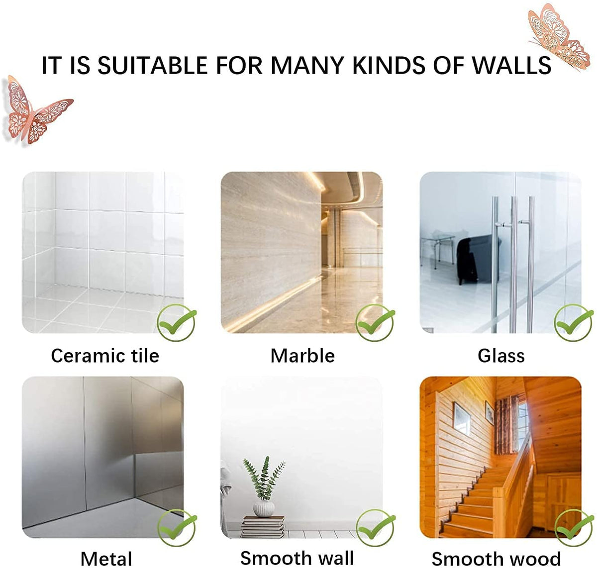 36-Piece Rose-Gold 3D Butterfly Wall Décor Set