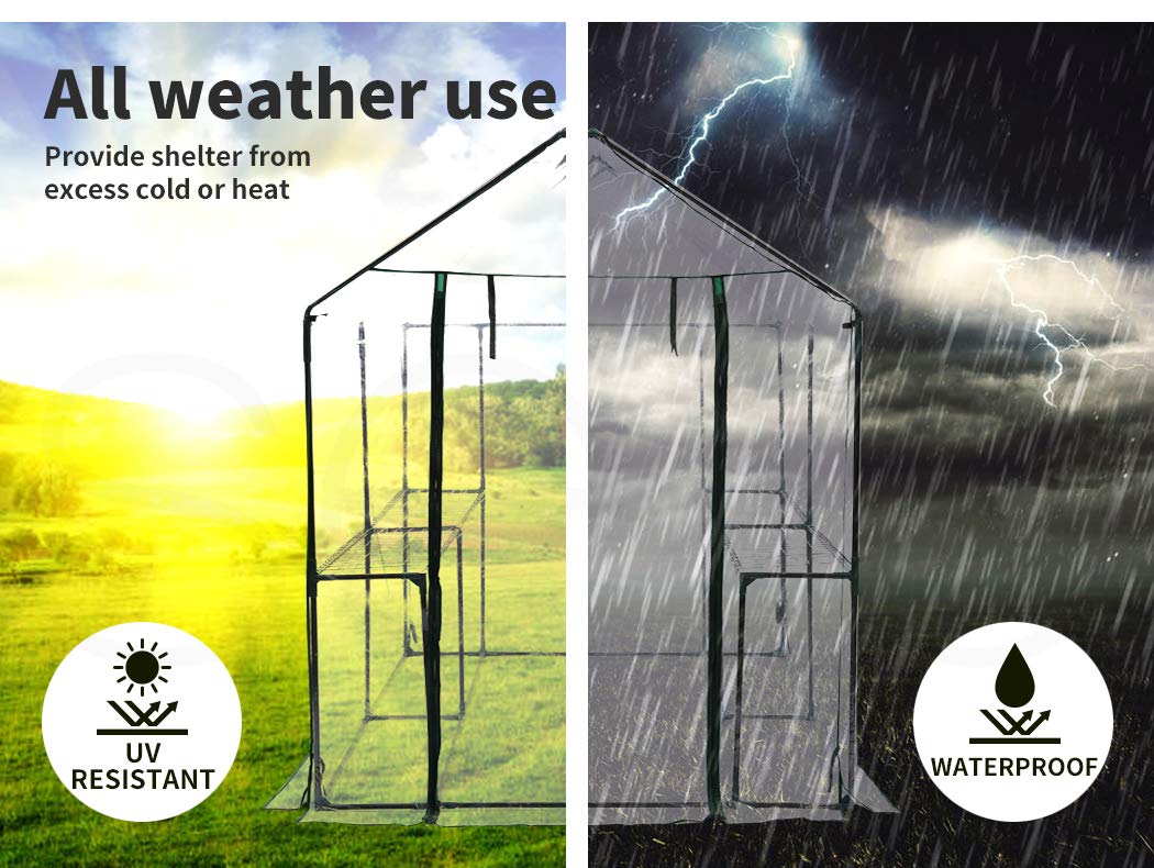 2-Tier Walk-In Greenhouse with PVC Cover