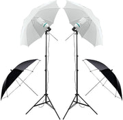 Photography Studio Backdrop Kit 2X 135W Continuous Lighting Kit 4 Umbrellas 4 Backdrops (White,Green,Black,Gray) 2x3m Background Support Stand System