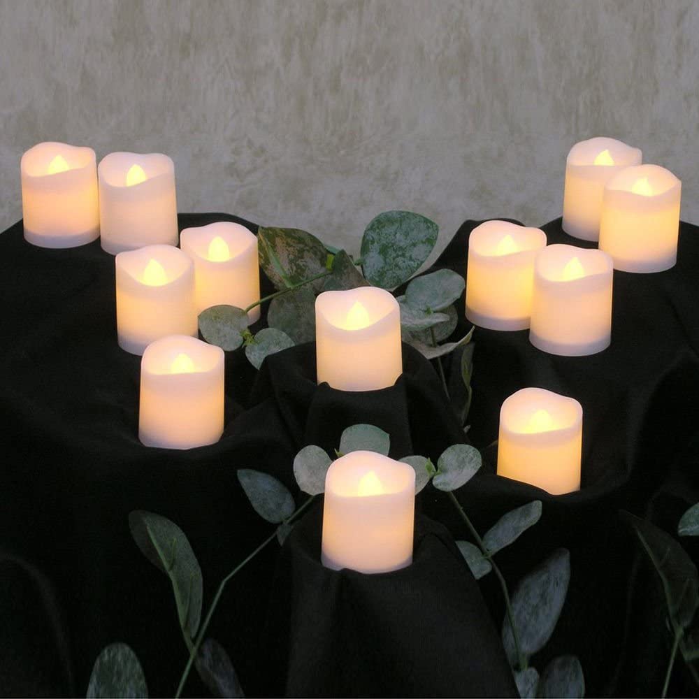 Battery Operated LED Tealights, Pack of 24, Flameless Tea Lights with Warm White Light, Electric Candles Realistic for Wedding, Table, Gift, Outdoor (24 Pack)