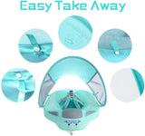 Baby Swim Float With Canopy, Non-Inflatable Solid Baby Float, Upgrade Soft Skin-friendly Fabric, With Adjustable Safety Strap, Material Infant Swim Float for Boys and Girls Compatible 13-40 Pounds Infant/Baby/Toddler