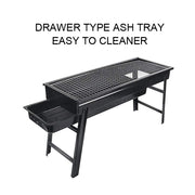 Outdoor Foldable BBQ Charcoal Grill Portable Hibachi Barbecue Camping Large Broil Kebab Grate Large Tray Net Rotisserie Set Stainless Steel