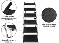6-Step Folding Dog Access Stairs – 2 Heights, 90 kg Capacity