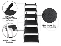 6-Step Folding Dog Access Stairs – 2 Heights, 90 kg Capacity