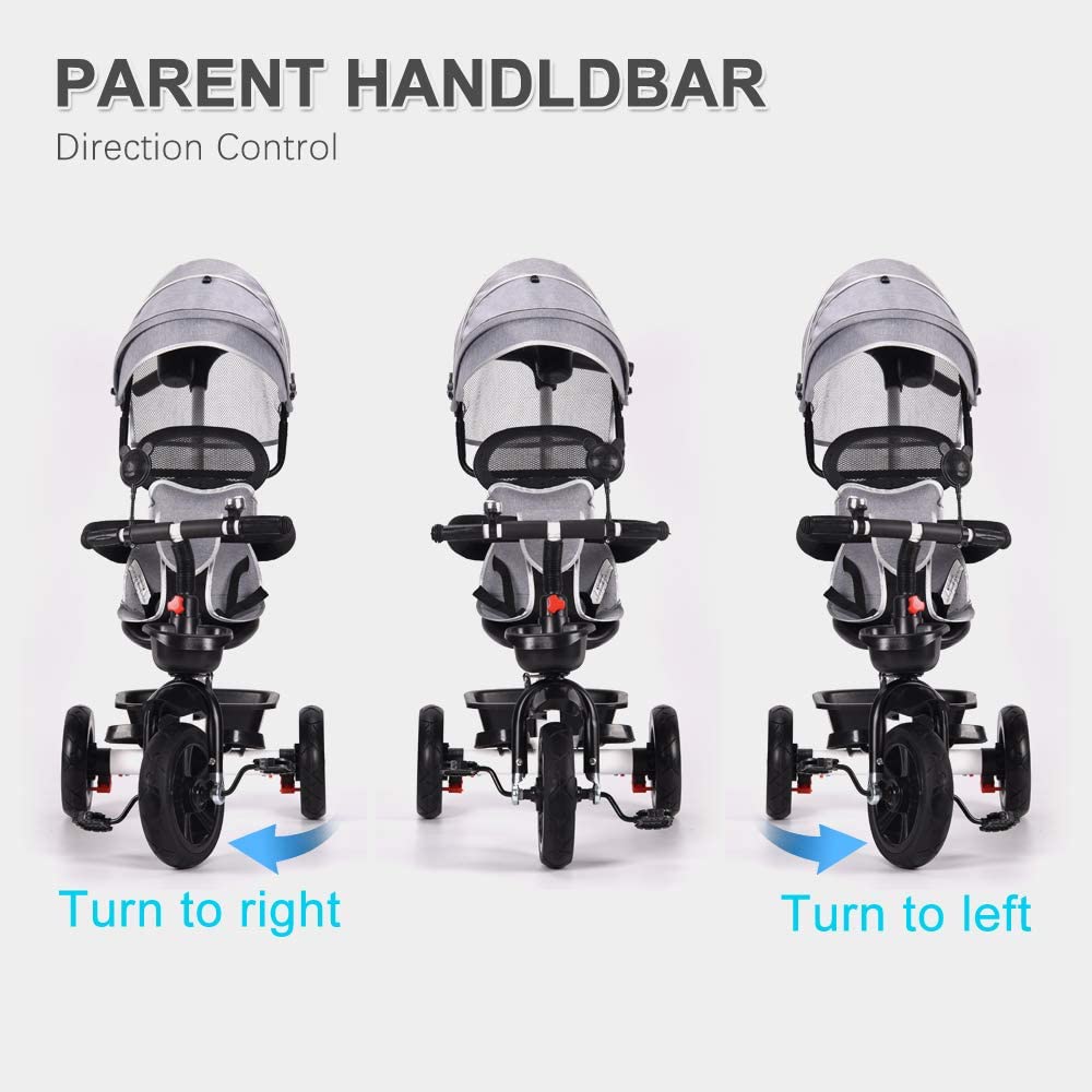 4 in 1 Baby Walker Kids Trike Tricycle Bike Children Bicycle Ride On Toy Safety Fence Adjustable Seat Handlebar