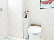 Slim Bathroom Cabinet with Toilet-Roll Holder & Shelves