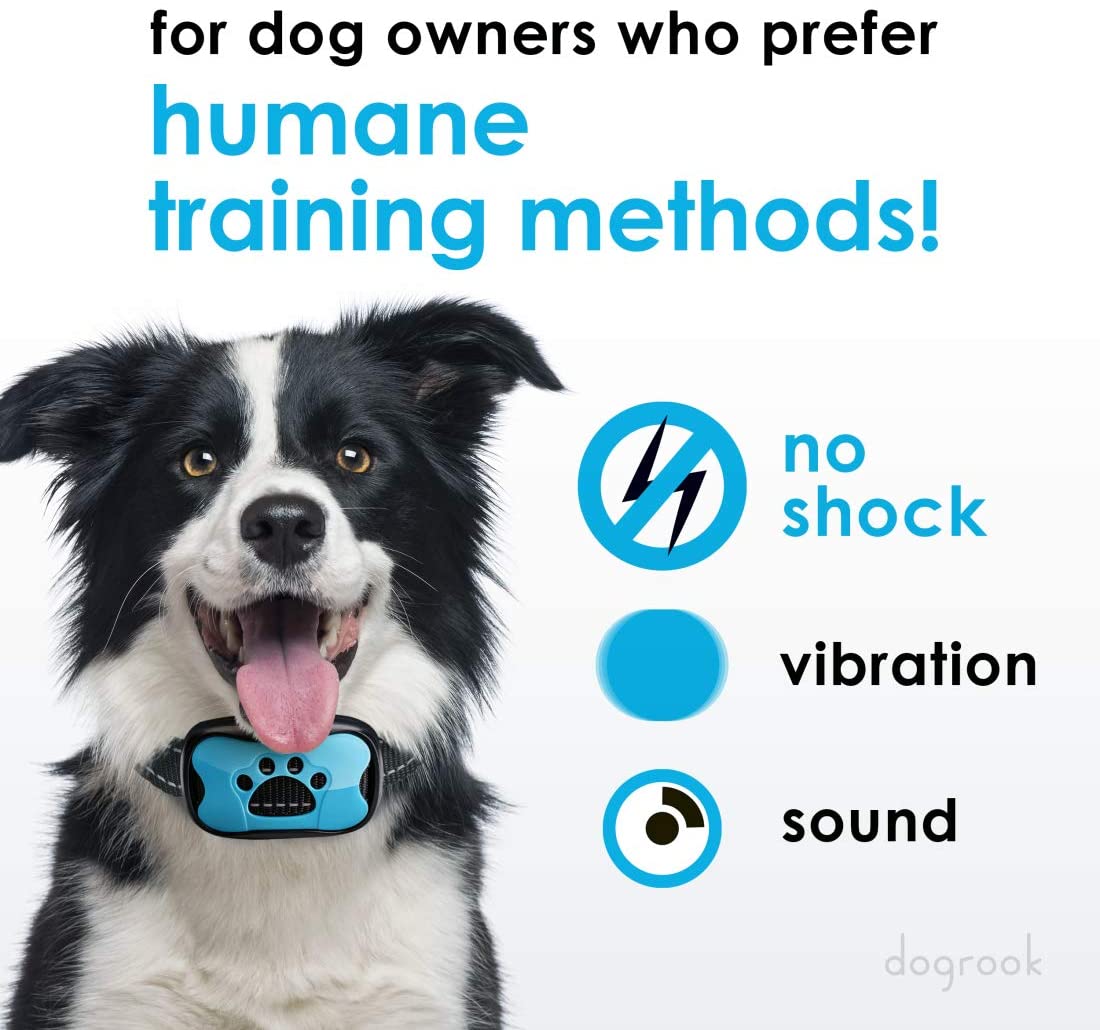 Dogrook Rechargeable Dog Bark Collar - Humane, No Shock Barking Collar w/2 Vibration & Beep Modes