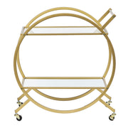 Gold Steel Bar Cart with Glass Rack