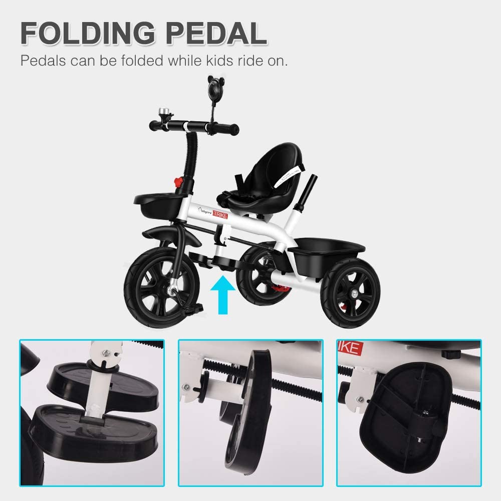 4 in 1 Baby Walker Kids Trike Tricycle Bike Children Bicycle Ride On Toy Safety Fence Adjustable Seat Handlebar