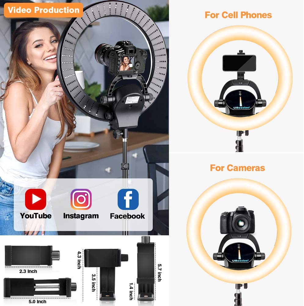 Ring Light Kit: 17.5” Outer Led Ring Light with Wireless Control, Professional Bi-Color 3000K-6000K Circle Lights, Up to 5000Lux, Compatible with DSLR Cameras, Cell Phones and Webcams.