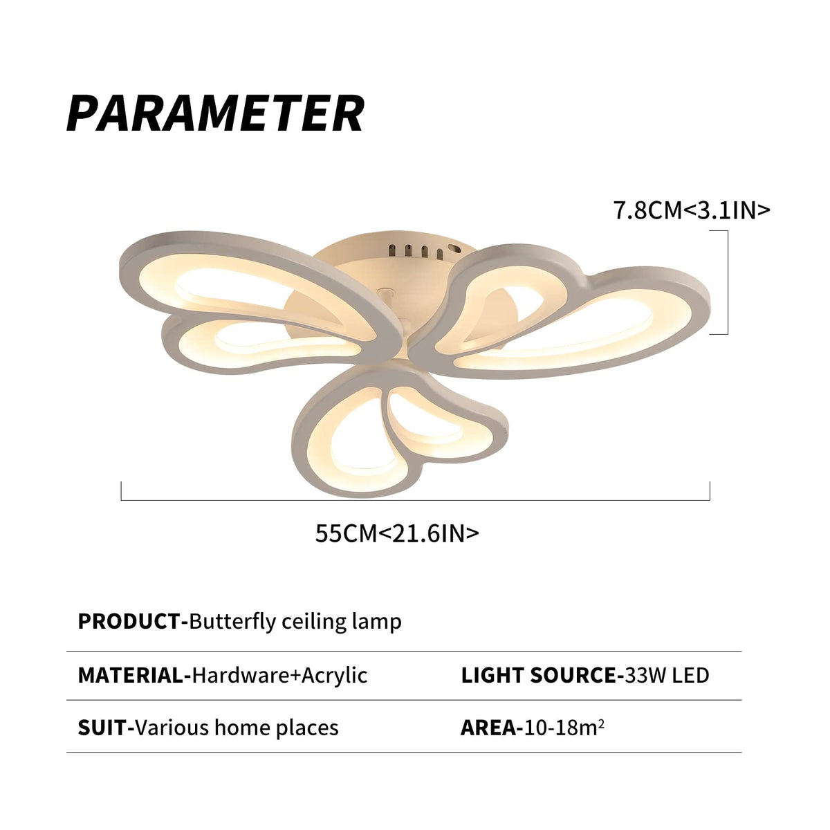 Modern LED Ceiling Light,Dimmable Acrylic Flush Mount Ceiling Lamp,3 Petals Metal Flower Shape Chandelier Lighting Fixture for Living Room Bedroom Kitchen Office Dining Room