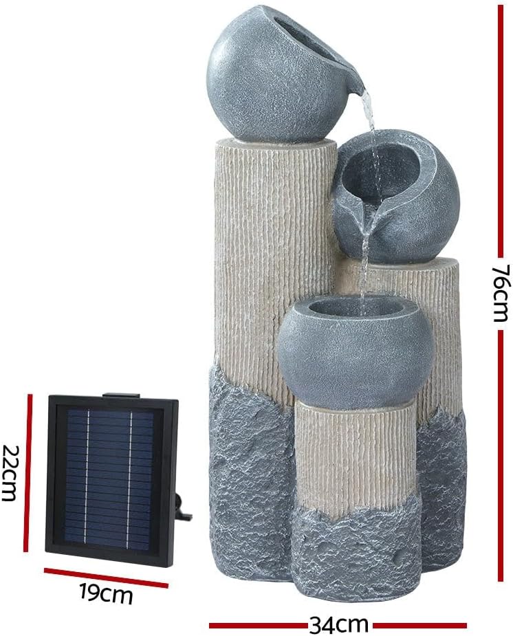 Gardeon 3-Tier Solar Fountain Bird Bath with LED Lights