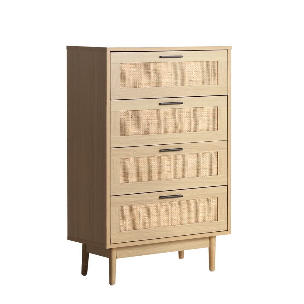 4-Drawer Rattan Tallboy Storage Cabinet