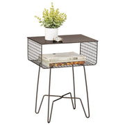 Bronze Steel Side Table with Storage Basket