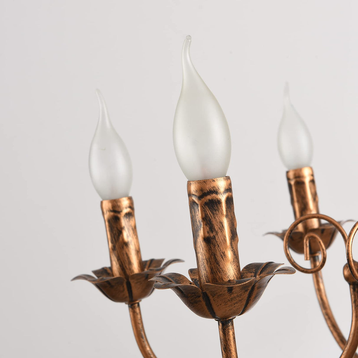 French Country Chandelier, Rustic 6 Light Bronze French Country Pendant Light Fixture, Vintage Metal Chandelier for Dining Room Kitchen Living Room Bedroom Hallway, E14 Base