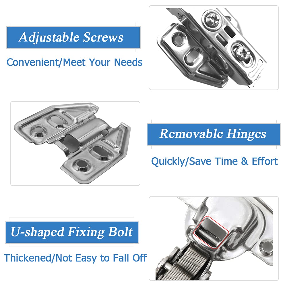 4-Pack 304 Stainless-Steel Soft-Close Full-Overlay Cabinet Hinges