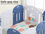 Kids Baby Playpen Safety Gate Toddler Fence 10 Panel with Music Toy Blue