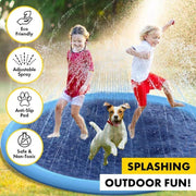 Blue 1 m Inflatable Dog Sprinkler & Splash Mat with Anti-Slip Pad