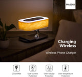 Bedside Lamp with Bluetooth Speaker and Wireless Charger, Sleep Mode Stepless Dimming (Exclusive), QR-8 20W, 5V