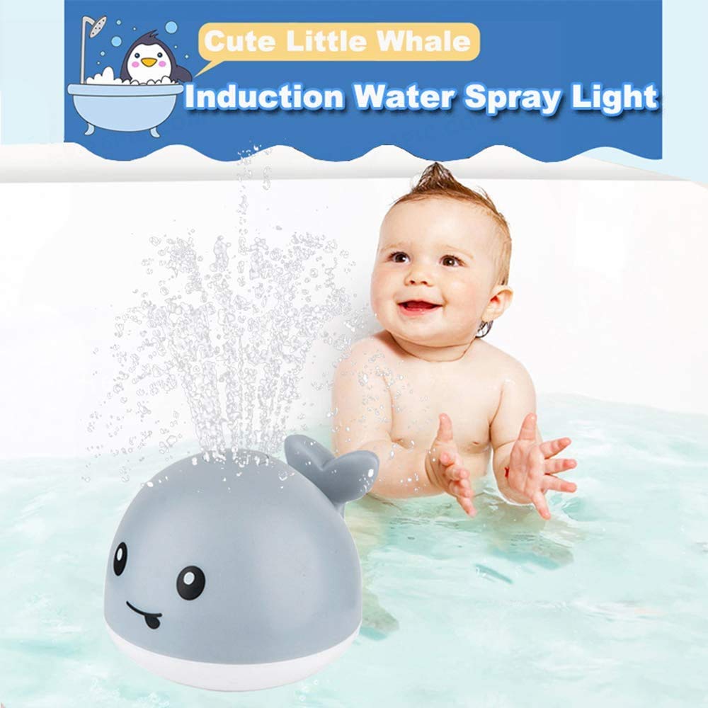 Baby Bath Toys, Whale Automatic Water Spray Bath Toys (with LED Lights), Induction Sprinkler Bathtub Baby Bath Toys (Boys, Girls), Baby Swimming Pool Bathroom Toys