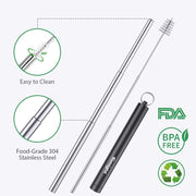 Telescopic Stainless-Steel Reusable Straws with Cases – 2 Pack