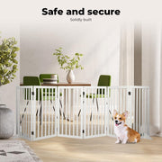 282 × 80 cm White Folding Wooden Pet Gate
