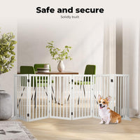 282 × 80 cm White Folding Wooden Pet Gate