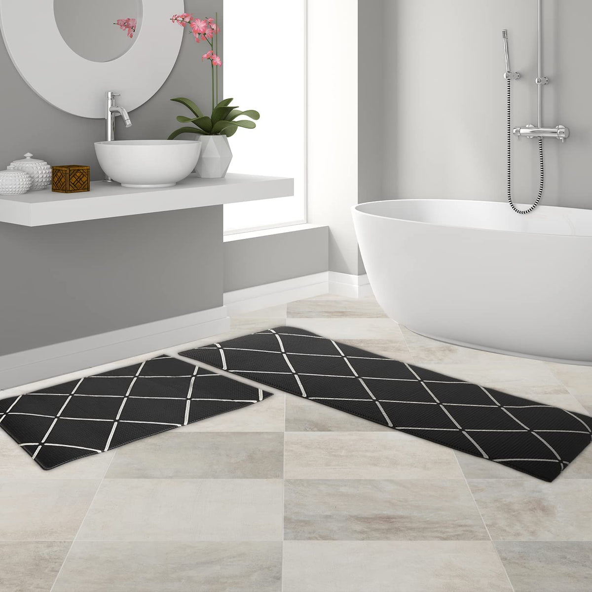 Black Waterproof Anti-Fatigue Kitchen Mat