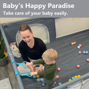 Baby Playpen, 200cm Extra-large Playpens Play Yard with 50 Balls Pit, 4x handlers, Baby Play Gates with Basket Net, Playards Fence for Toddler Babies with Breathable Mesh (200*160*66cm)