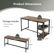 3-Piece Dining Set with Wine Rack & Glass Holder