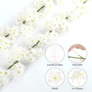 White Artificial Cherry Blossom Garlands – 4 Pack, 7.2m Total
