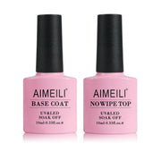 AIMEILI 10 mL Gel Base & No-Wipe Top Coat Kit