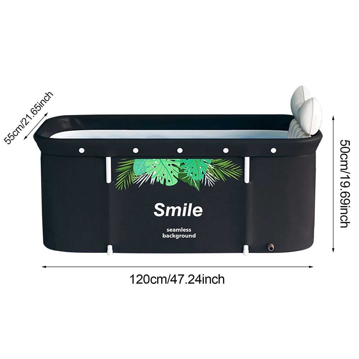 120 cm Foldable Adult Soaking Tub with Cover & Backrest
