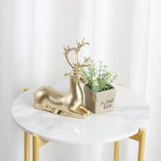 2-Tier Sintered-Stone Side Table – White & Gold
