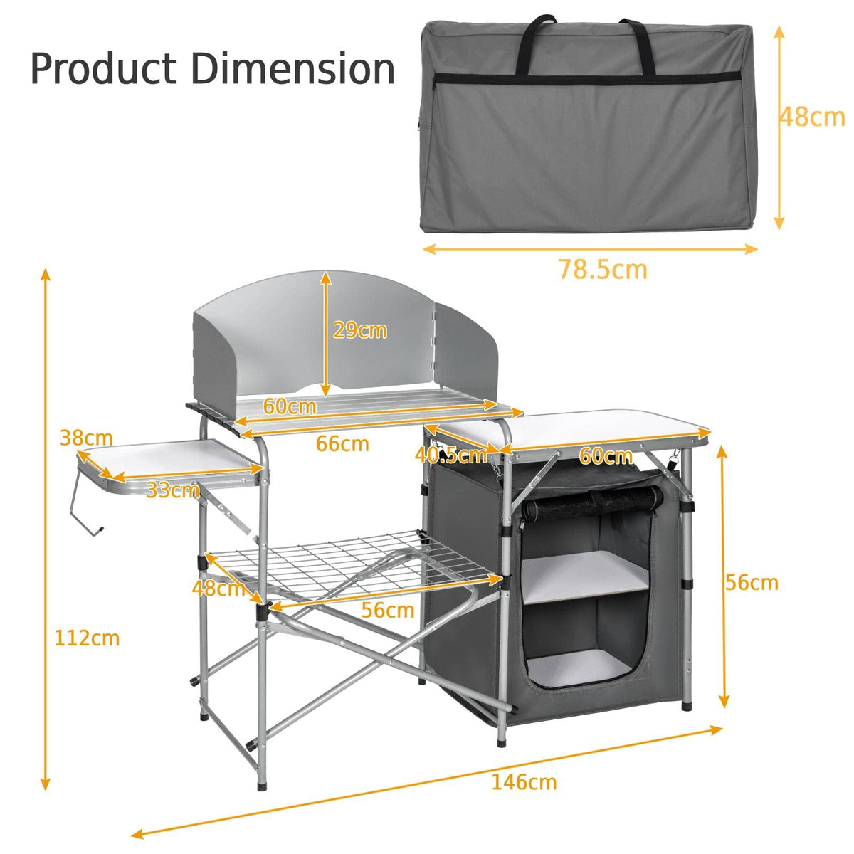 Costway Folding Camp Kitchen with Windscreen & Zippered Storage