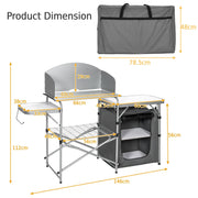 Costway Folding Camp Kitchen with Windscreen & Zippered Storage