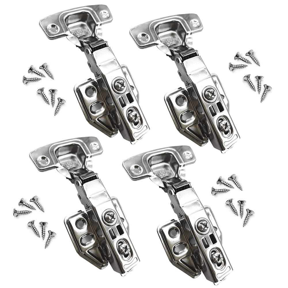 4-Pack 304 Stainless-Steel Soft-Close Full-Overlay Cabinet Hinges