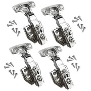 4 Pcs Cabinet Hinge Kitchen Cupboard Hinge Set Stainless Steel Soft Close Furniture Concealed Wardrobe Door Hinges Full Overlay Hinges with Mounting Screws for Home Improvement