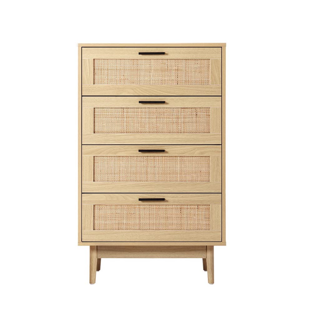 4-Drawer Rattan Tallboy Storage Cabinet