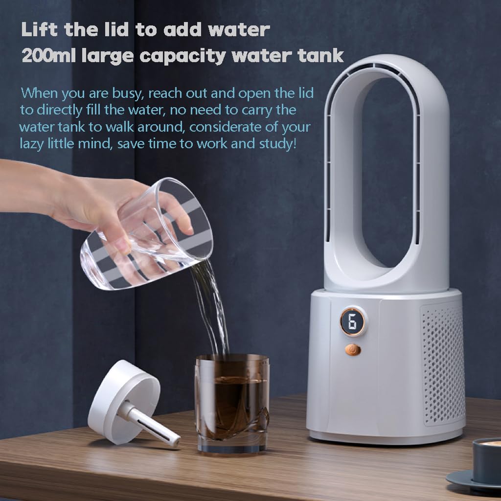 6-Speed USB Misting Desk Fan with 7-Colour Light