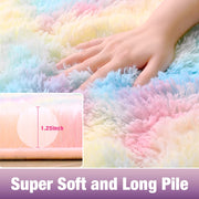 Rainbow Fluffy Rug, 4x5.9 Feet