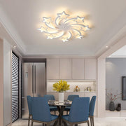 Modern Flush Mount Ceiling Light 86W Dimmable Led Bedroom Ceiling Lighting Fixture, 8-Head Acrylic White Chandeliers Ceiling for Living Room, Kids Room, Bedroom