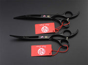 Matte-Black 4-Piece 7-Inch Pet Grooming Scissor Kit with Case