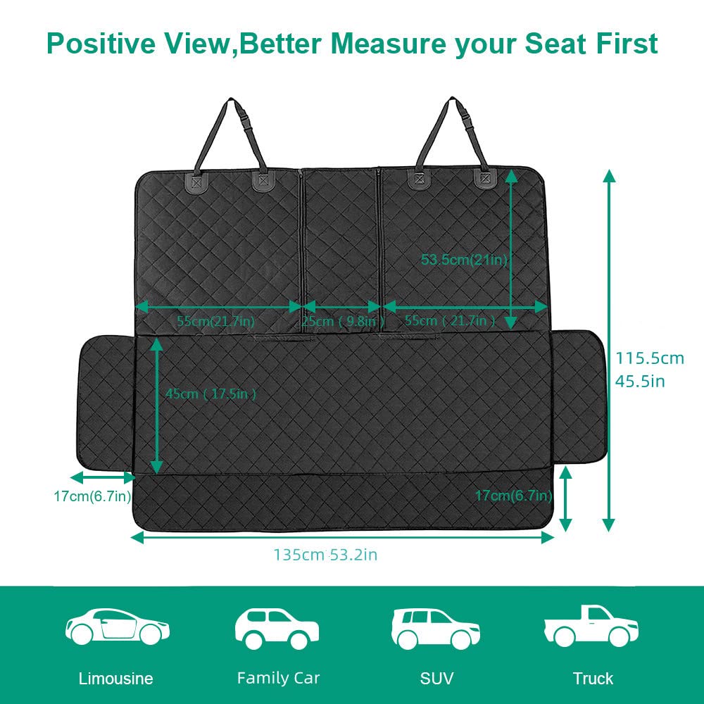 Water-Resistant Rear Dog Car-Seat Cover with Seat Belt