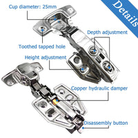 4-Pack 304 Stainless-Steel Soft-Close Full-Overlay Cabinet Hinges