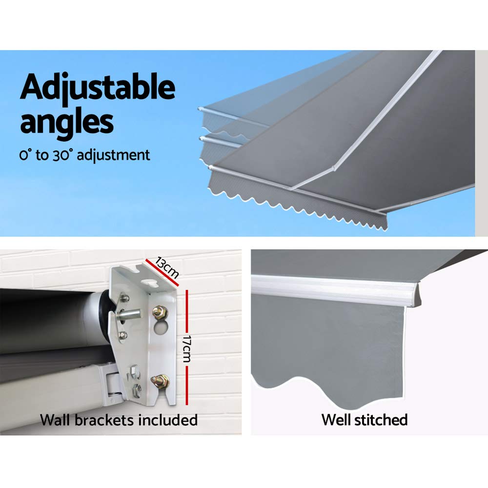 4 × 2.5 m Manual Folding-Arm Awning – Pearl Grey