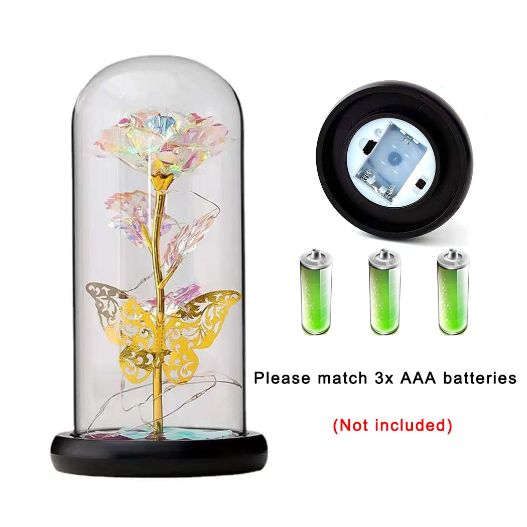 LED Rose in Glass Dome – Red, Blue or Purple