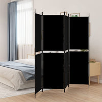 200 × 180 cm 4-Panel Black Fabric Room Divider