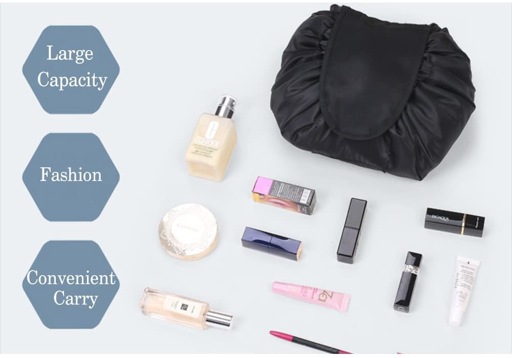 68 × 57 cm Black Drawstring Makeup & Toiletry Bag